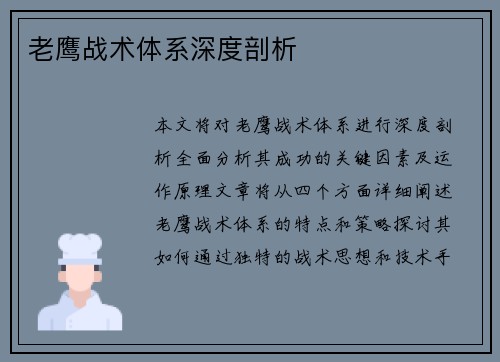 老鹰战术体系深度剖析